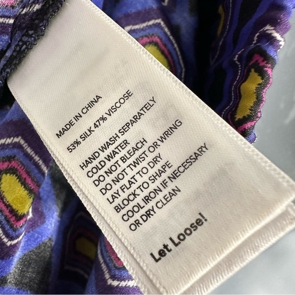 Kate Spade Saturday Pants Jogger Lounge Casual Purple Patterned Silk Extra Small - Picture 6 of 6